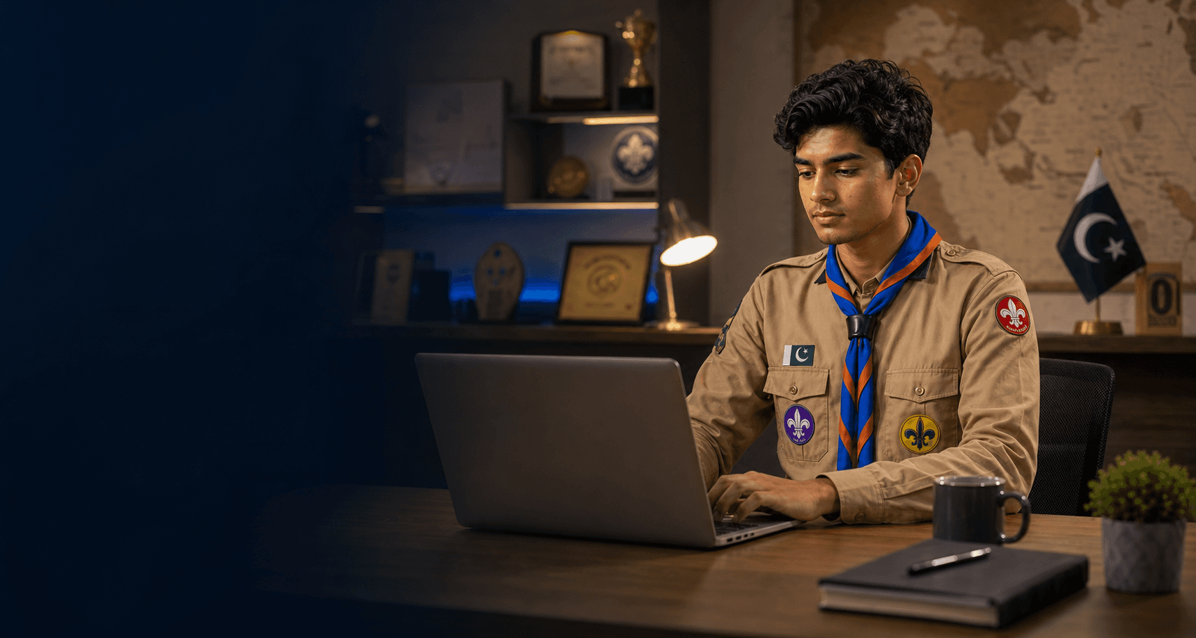 Scout logging in on campus
