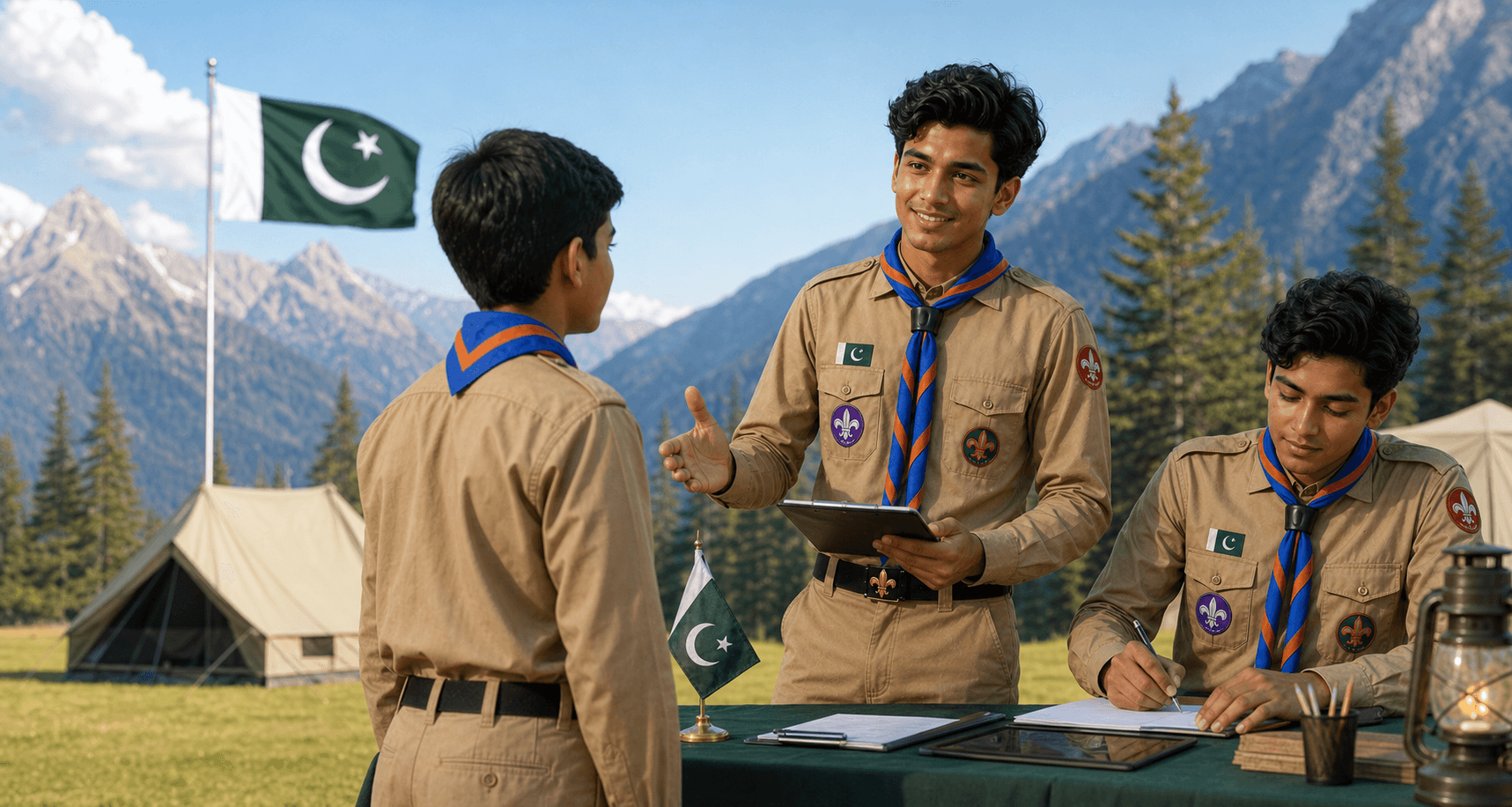 Scouts registering at college