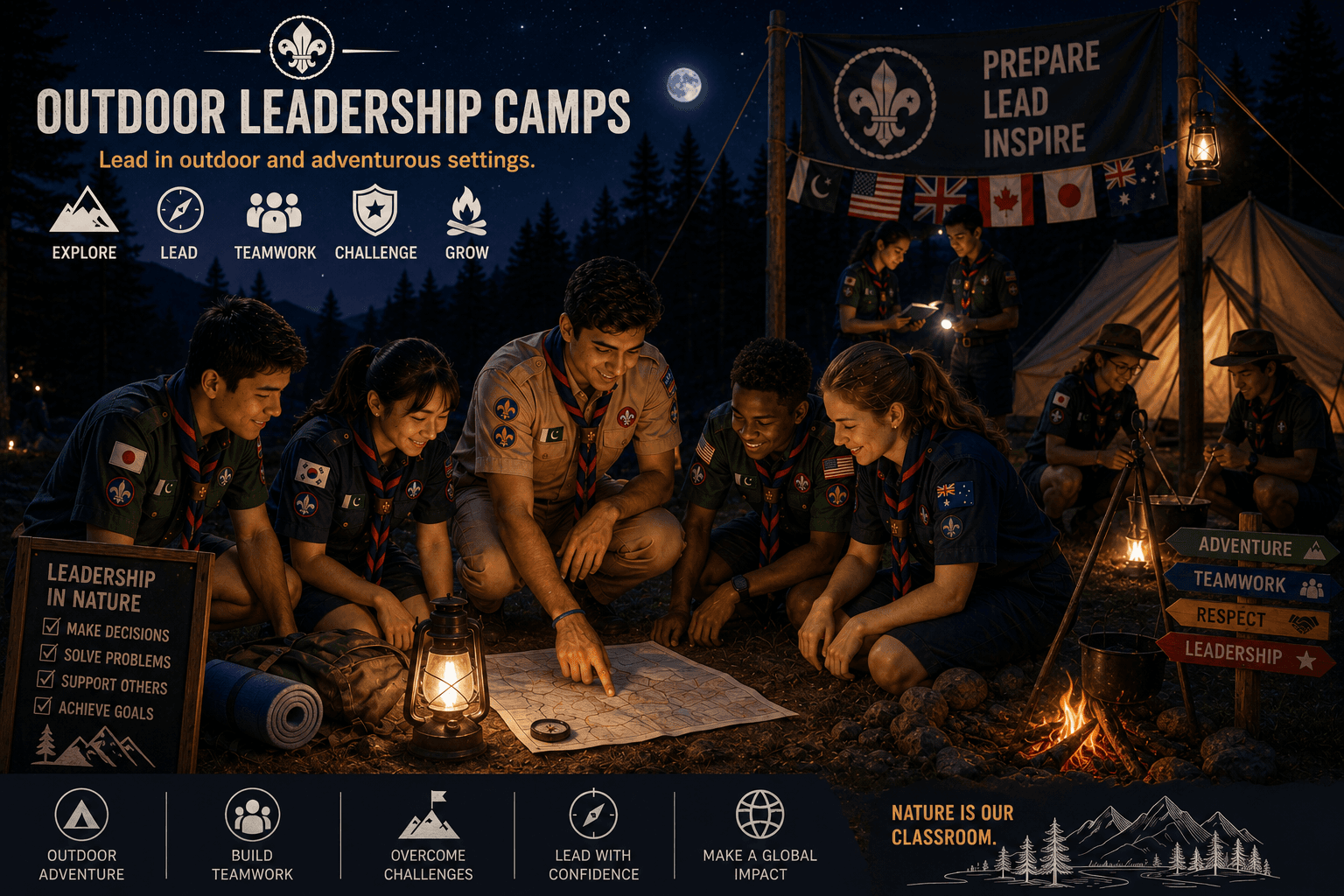 Outdoor leadership camps activity