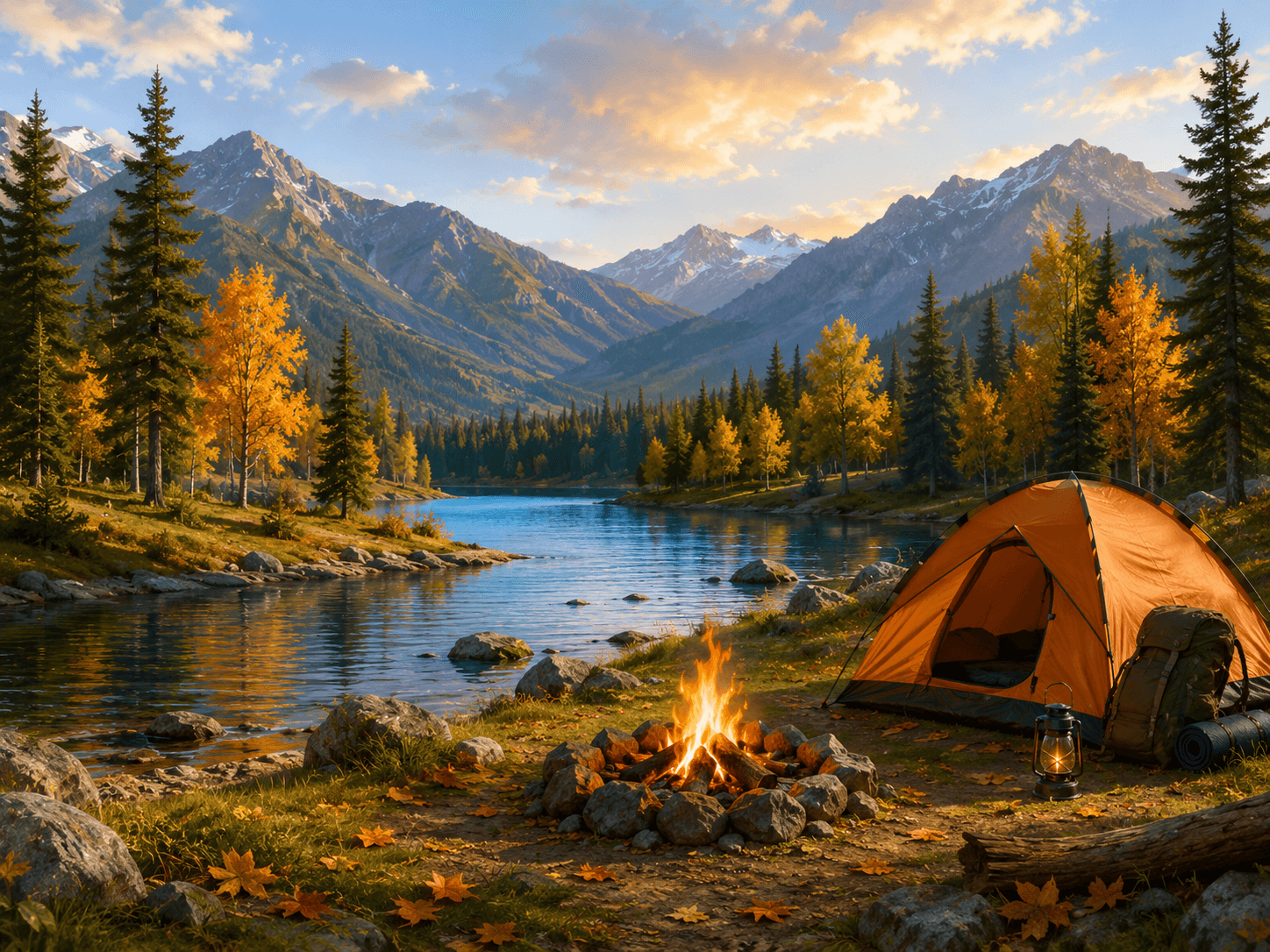 Scouts at an autumn camping adventure