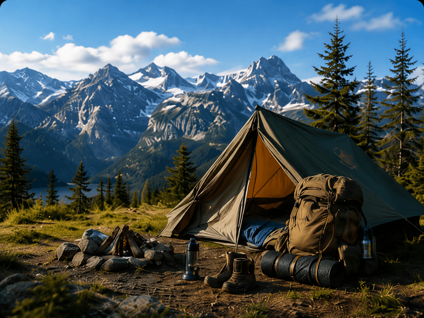Scouts camping outdoors